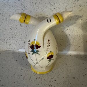 Vintage Hand Painted Japan Ceramic Oil & Vinegar Dispenser Bottle Cruet 7"